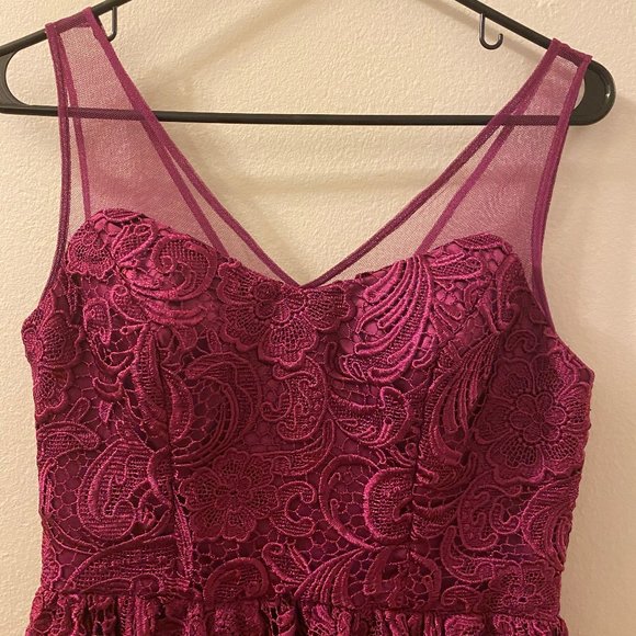 Lace Cocktail Fit and Flare- Illusion Neckline - Picture 6 of 7